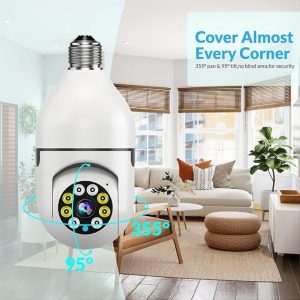 3MP 1080p Wi-Fi Portable Security Bulb Camera with E27 Socket for Home, School, Mall, Warehouse, Gas Station & Office